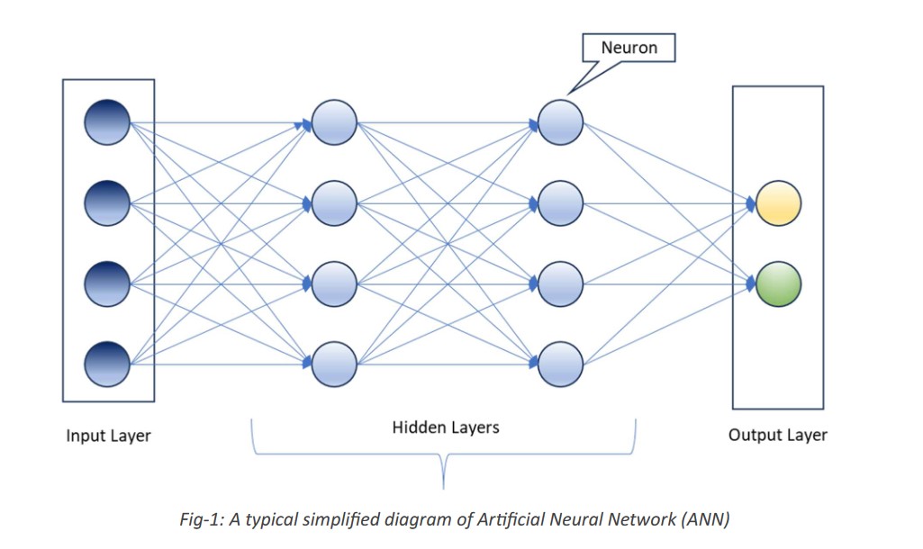 A typical simplified diagram of ArƟficial Neural Network (ANN)